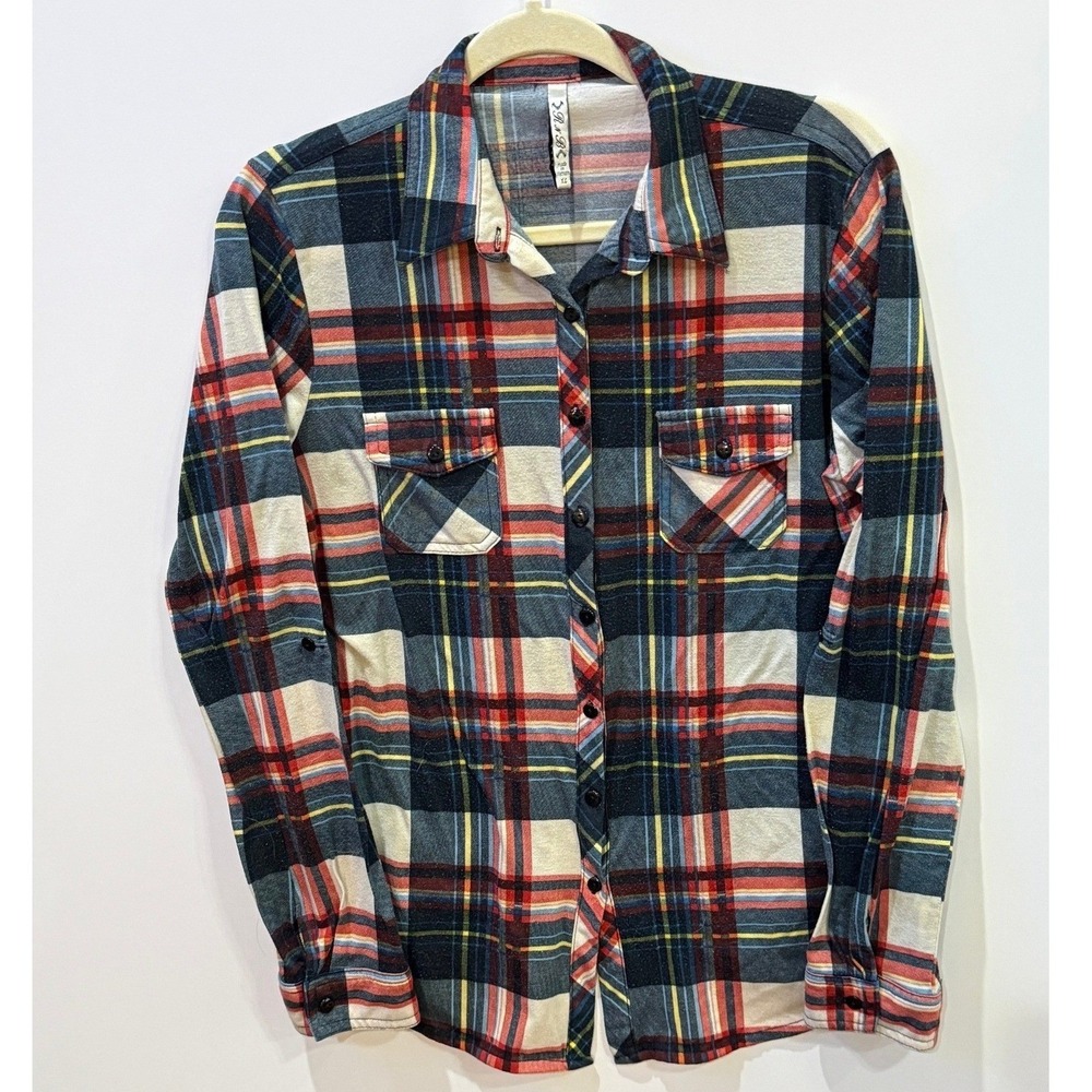 RB PL300 Flannel Long Sleeve Shirt Women's XL Plaid Button Down Top‎